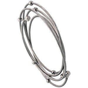 Stainless Steel Cable Bracelet for Women 2 mm thick, w/ 4 mm Beads & 5 mm